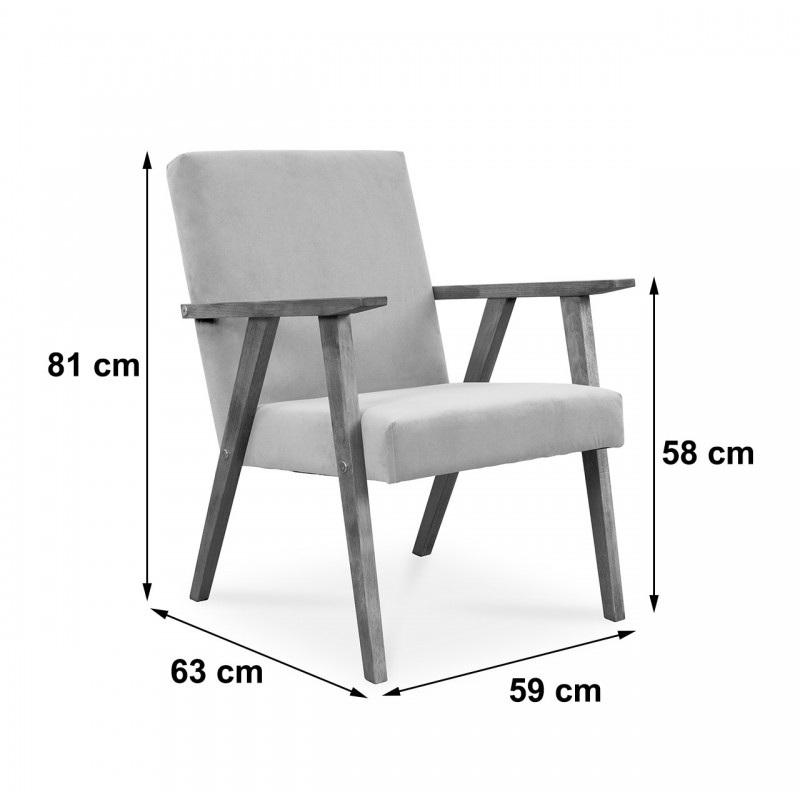 BETTSO Cocktailsessel Sessel PRL LISEK Dunkelgrau Grau mit Beine in Nuss 4/9