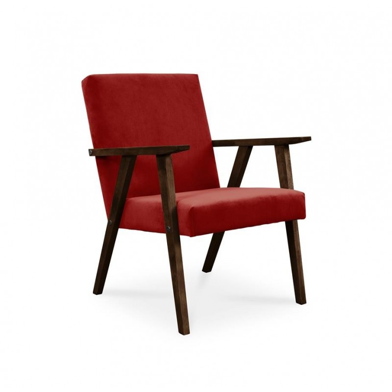 BETTSO Klassischer Sessel Loungesessel PRL LISEK Rot mit Beine in Nuss 1/9