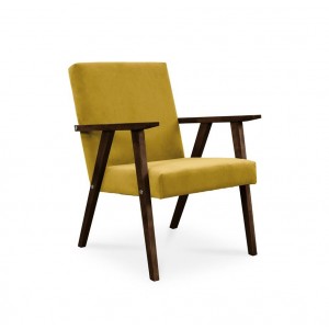 BETTSO Sessel Wohnzimmersessel LISEK PRL Honig Gelb mit Beine in Nuss 1/9