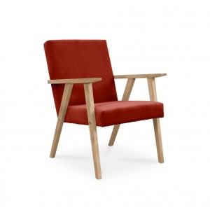BETTSO Klassischer Sessel Loungesessel PRL LISEK Rot mit Beine in Buche 1/9