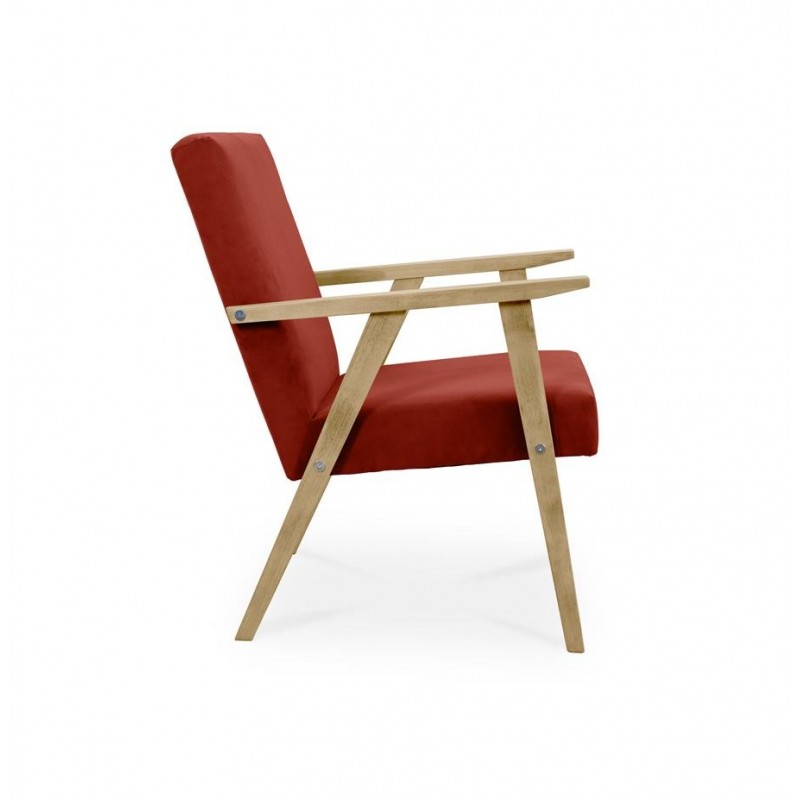 BETTSO Klassischer Sessel Loungesessel PRL LISEK Rot mit Beine in Buche 2/9