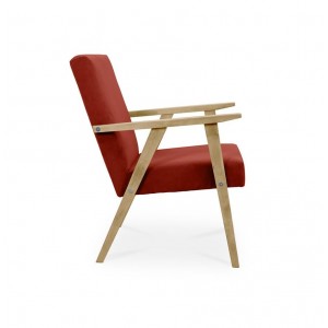 BETTSO Klassischer Sessel Loungesessel PRL LISEK Rot mit Beine in Buche 2/9