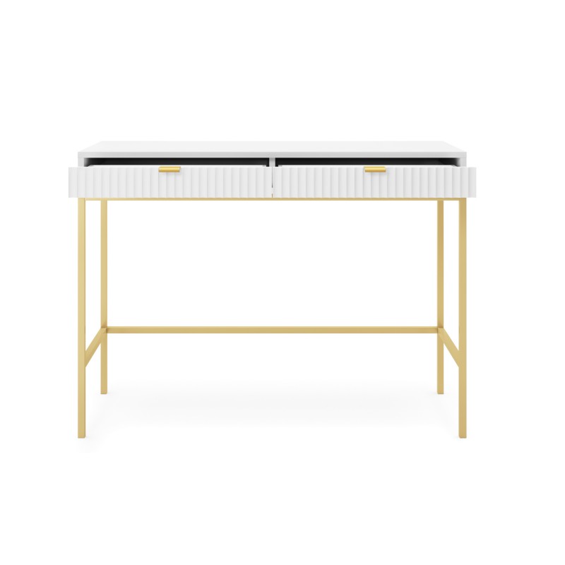 NOVA 104 cm Schminktisch Schreibtisch Konsolentisch auf Goldbeine - Weiß 2/9