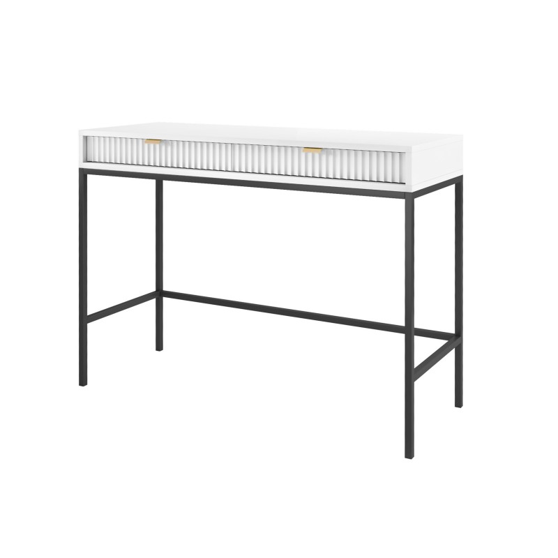 NOVA 104 cm Schminktisch Schreibtisch Konsolentisch auf Schwarzbeine - Weiß 1/9