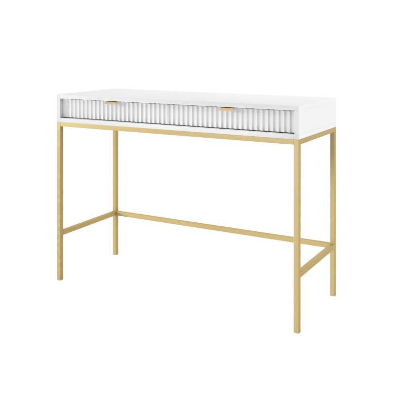 NOVA 104 cm Schminktisch Schreibtisch Konsolentisch auf Goldbeine - Weiß 1/9