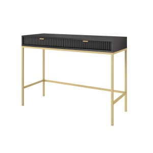 NOVA 104 cm Schminktisch Schreibtisch Konsolentisch auf Goldbeine - Schwarz 1/9