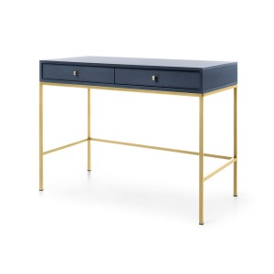 MOLLY 104 cm Schminktisch Schreibtisch Konsolentisch auf Goldbeine -  Dunkelblau 1/9