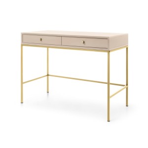 MOLLY 104 cm Schminktisch Schreibtisch Konsolentisch auf Goldbeine -  Beige 1/9