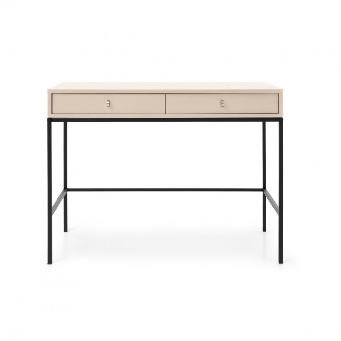 MOLLY 104 cm Schminktisch Schreibtisch Konsolentisch auf Schwarzbeine -  Beige