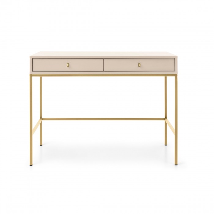 MOLLY 104 cm Schminktisch Schreibtisch Konsolentisch auf Goldbeine -  Beige