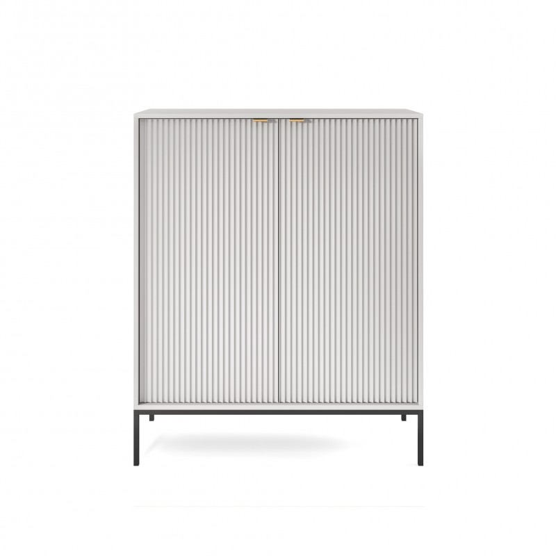 NOVA 104 cm Geriffelt Vitrine Hoche Kommode 2-türig auf Schwarzbeine - Grau 4/9