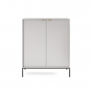 NOVA 104 cm Geriffelt Vitrine Hoche Kommode 2-türig auf Schwarzbeine - Grau 4/9