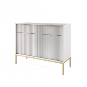 NOVA 104 cm Geriffelt Kommode 2-türig mit 2 Schubladen Goldbeine - Grau 1/9