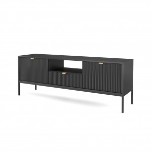 NOVA 154 cm RTV-Schrank TV-Tisch auf Schwarzbeine - Schwarz 1/9