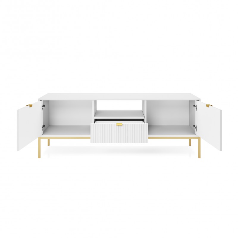 NOVA 154 cm RTV-Schrank TV-Tisch auf Goldbeine - Weiß 2/9