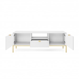 NOVA 154 cm RTV-Schrank TV-Tisch auf Goldbeine - Weiß 2/9