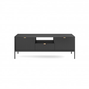 NOVA 154 cm RTV-Schrank TV-Tisch auf Schwarzbeine - Schwarz 4/9