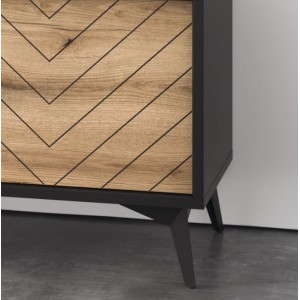DIAMOND große Wohnzimmerkommode mit Schubladen / Eiche evoke + schwarz matt 3/9