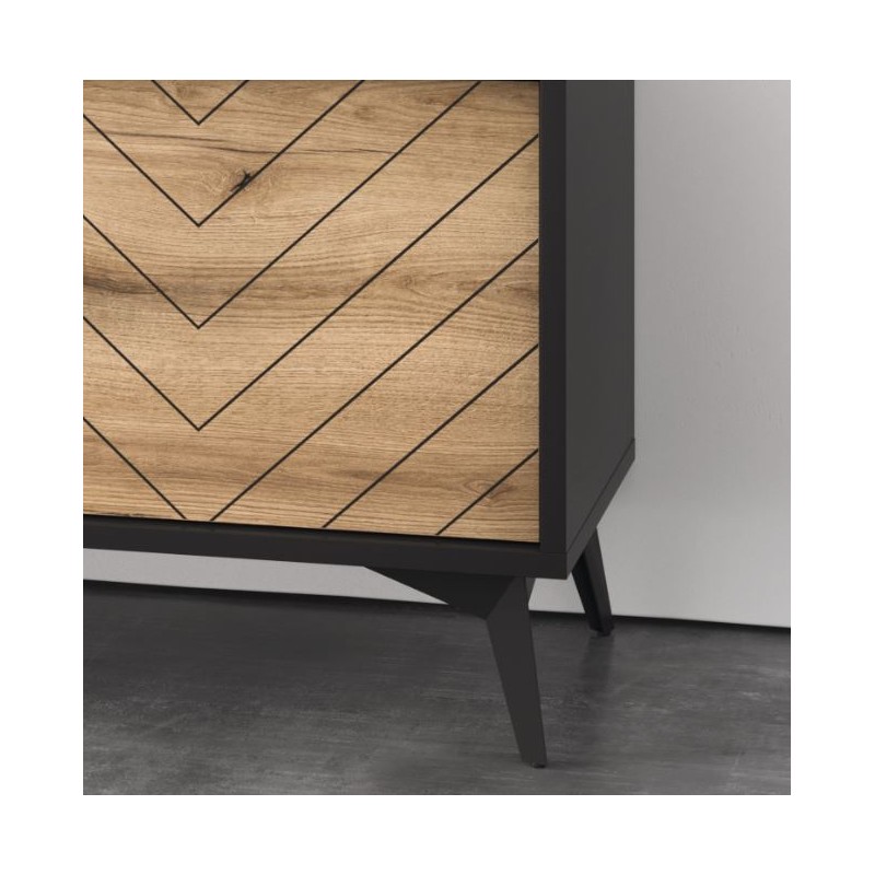DIAMOND RTV-Schrank im skandinavischen Stil / Eiche evoke + schwarz matt 5/9