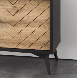 DIAMOND Hochschrank für modernes Wohnzimmer / Eiche evoke + schwarz matt 3/9