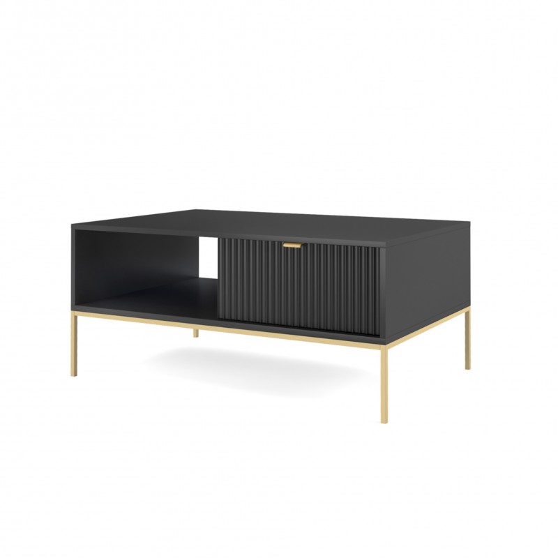 NOVA Couchtisch Kaffeetisch auf Goldbeine - Schwarz 1/9