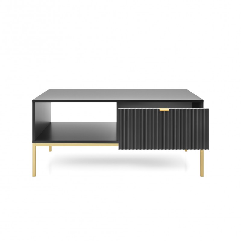 NOVA Couchtisch Kaffeetisch auf Goldbeine - Schwarz 2/9