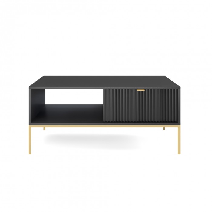 NOVA Couchtisch Kaffeetisch auf Goldbeine - Schwarz