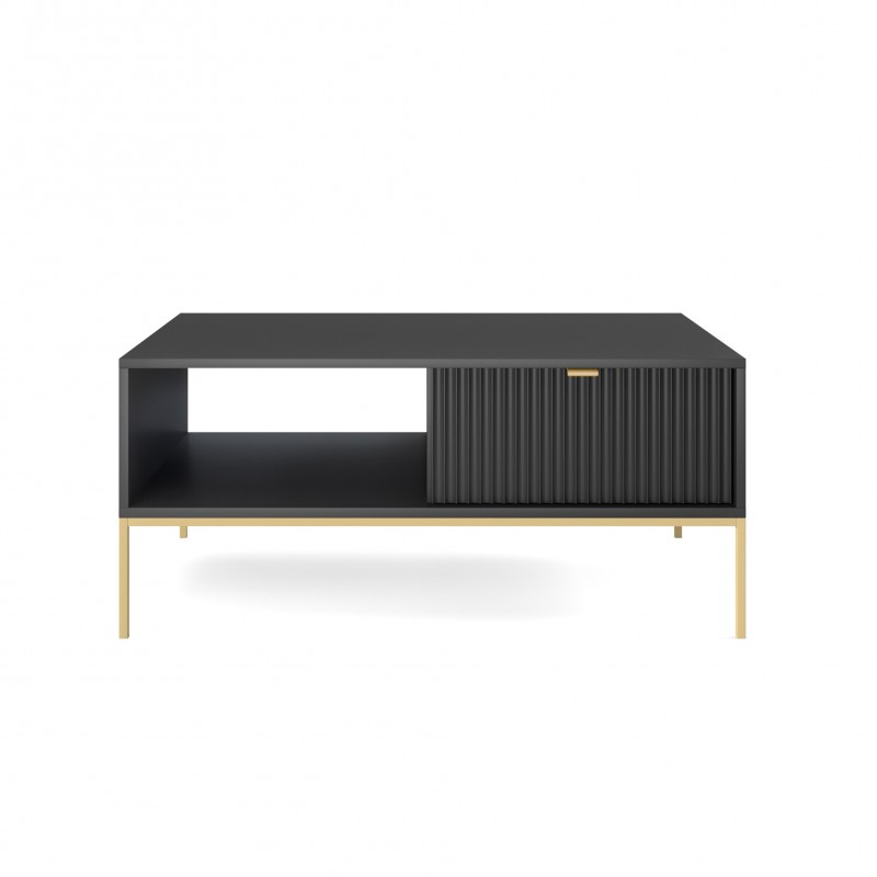 NOVA Couchtisch Kaffeetisch auf Goldbeine - Schwarz 4/9