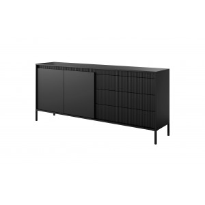 Breite Kommode mit geriffelten Fronten SENSO 187 x 81 cm Schwarz 1/9