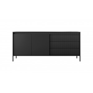 Breite Kommode mit geriffelten Fronten SENSO 187 x 81 cm Schwarz 3/9