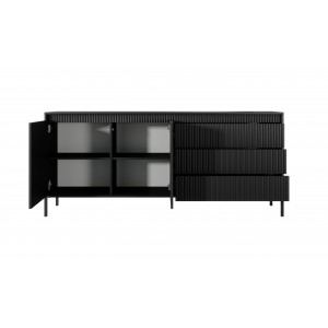 Breite Kommode mit geriffelten Fronten SENSO 187 x 81 cm Schwarz 4/9