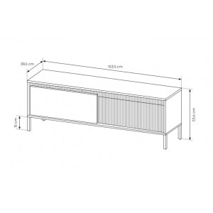 Schmaler RTV-Schrank TV-Tisch mit geriffelte Fronten SENSO 153 x 53 cm Schwarz 7/9