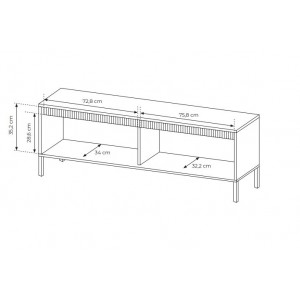 Schmaler RTV-Schrank TV-Tisch mit geriffelte Fronten SENSO 153 x 53 cm Schwarz 8/9