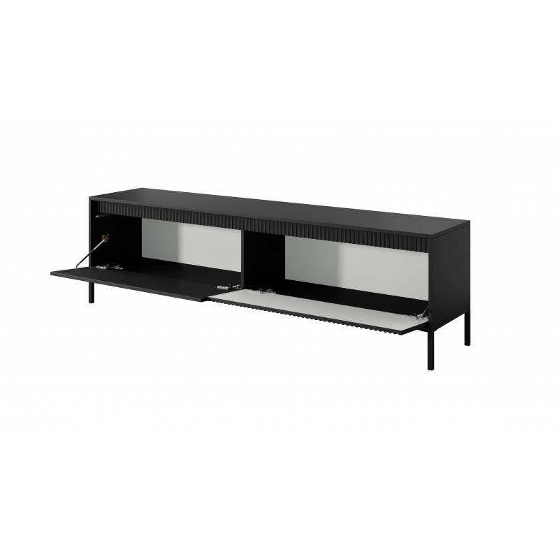 Breiter RTV-Schrank TV-Tisch geriffelte Fronten SENSO 187 x 53 cm Schwarz 2/9