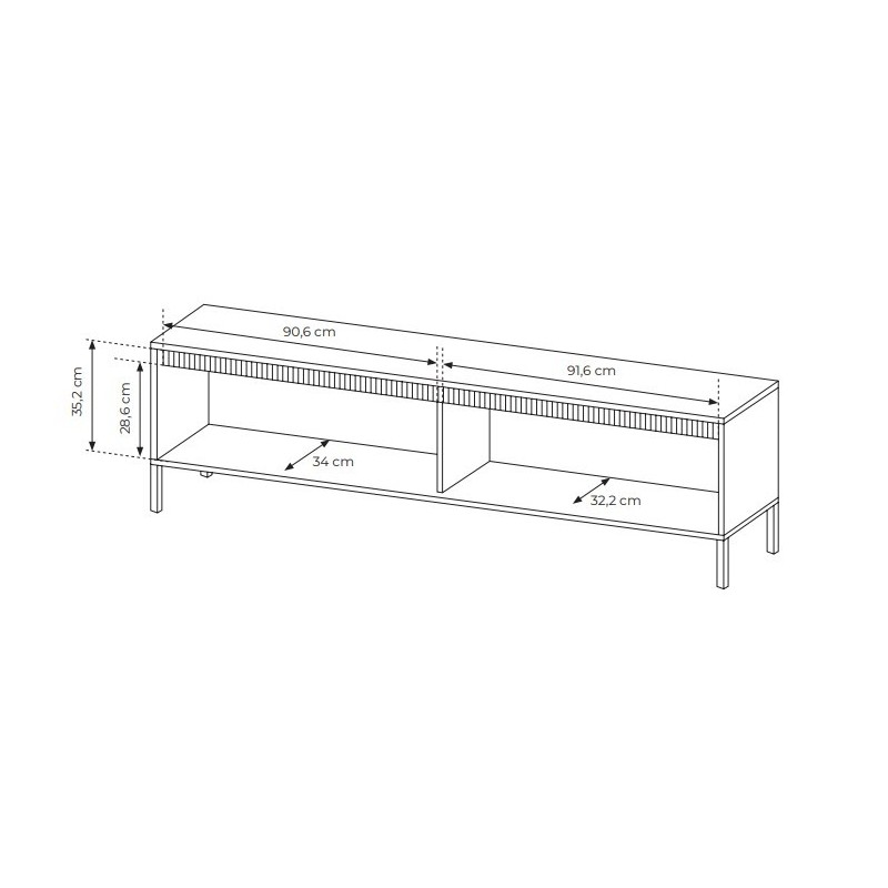 Breiter RTV-Schrank TV-Tisch geriffelte Fronten SENSO 187 x 53 cm Schwarz 8/9