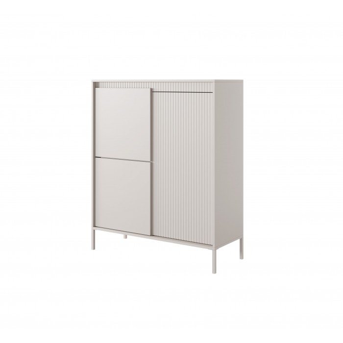 Hohe Kommode mit geriffelten Fronten SENSO 103 x 123 cm Beige