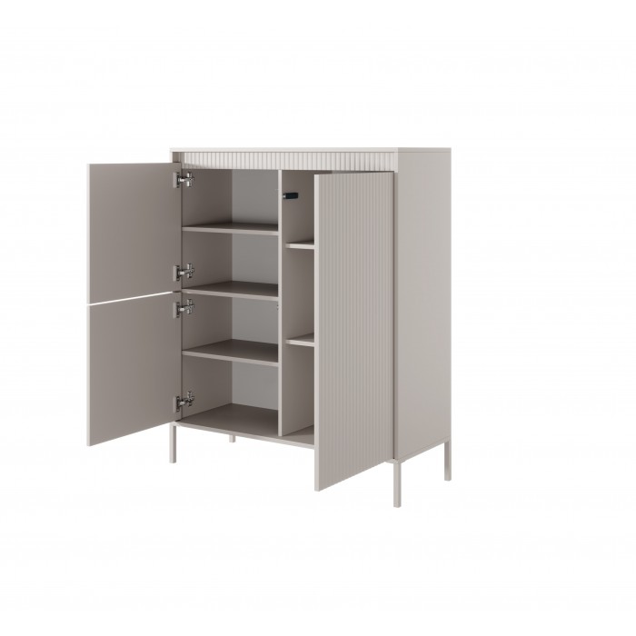 Hohe Kommode mit geriffelten Fronten SENSO 103 x 123 cm Beige