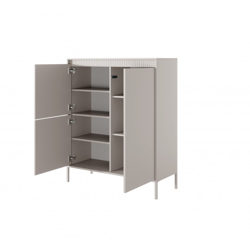 Hohe Kommode mit geriffelten Fronten SENSO 103 x 123 cm Beige 2/9