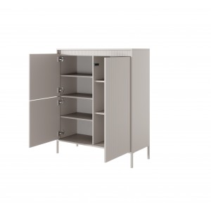 Hohe Kommode mit geriffelten Fronten SENSO 103 x 123 cm Beige 2/9