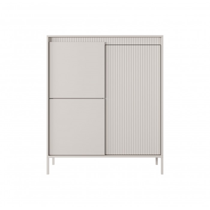 Hohe Kommode mit geriffelten Fronten SENSO 103 x 123 cm Beige