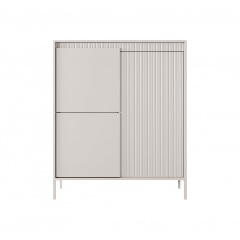 Hohe Kommode mit geriffelten Fronten SENSO 103 x 123 cm Beige 3/9