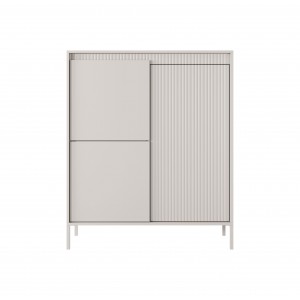 Hohe Kommode mit geriffelten Fronten SENSO 103 x 123 cm Beige 3/9