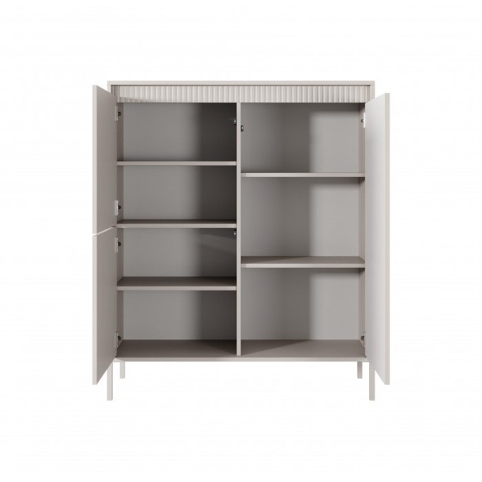 Hohe Kommode mit geriffelten Fronten SENSO 103 x 123 cm Beige