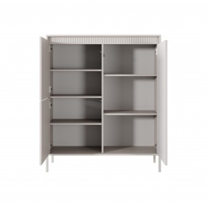Hohe Kommode mit geriffelten Fronten SENSO 103 x 123 cm Beige 4/9