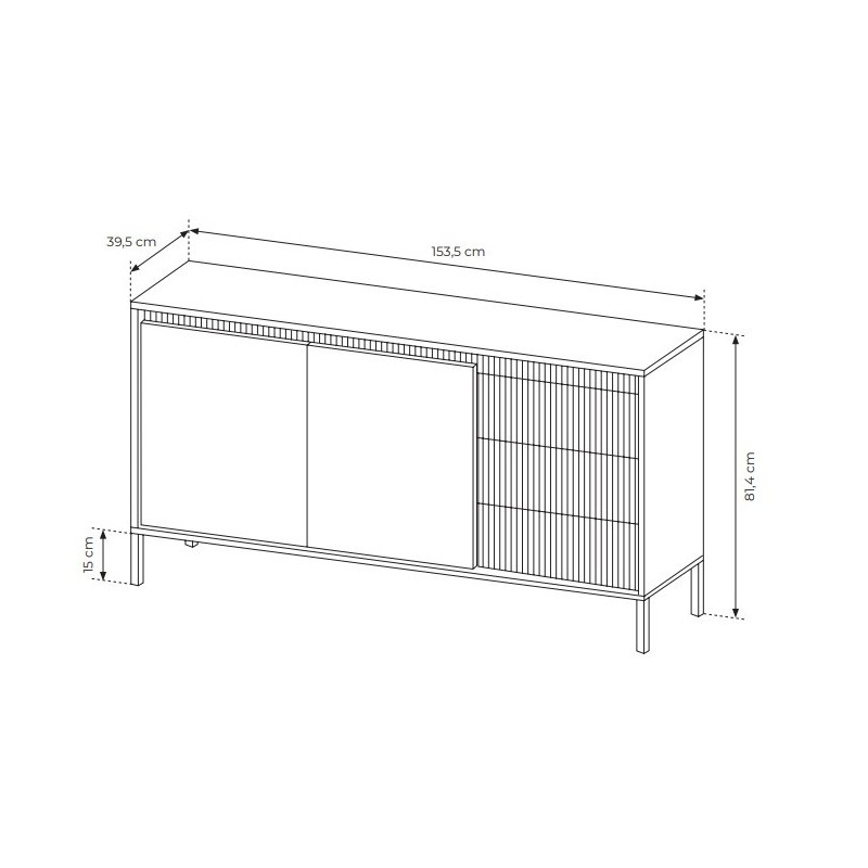 Breite Kommode geriffelte Fronten SENSO 153 x 81 cm Beige 7/9