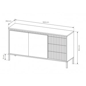 Breite Kommode geriffelte Fronten SENSO 153 x 81 cm Beige 7/9