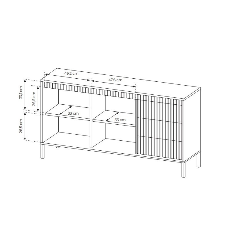 Breite Kommode geriffelte Fronten SENSO 153 x 81 cm Beige 8/9