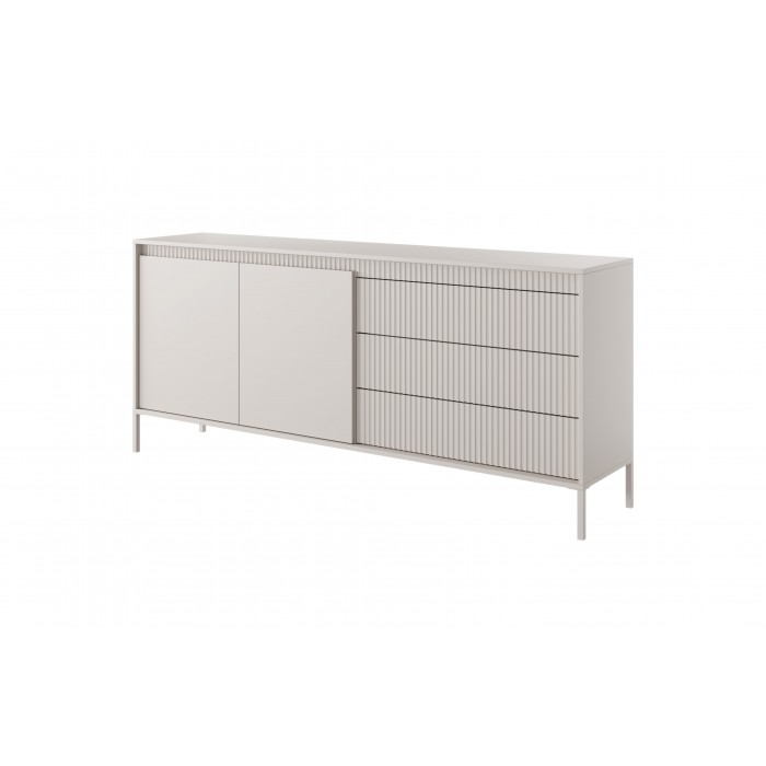 Breite Kommode geriffelten Fronten große Schubladen SENSO 187 x 81 cm Beige