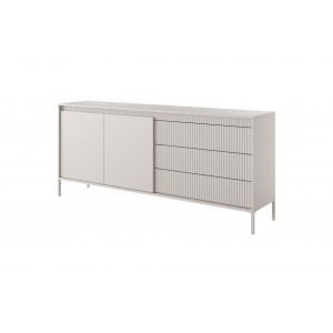 Breite Kommode geriffelten Fronten große Schubladen SENSO 187 x 81 cm Beige 1/9