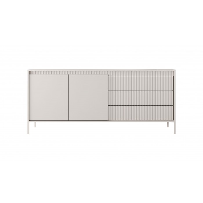 Breite Kommode geriffelten Fronten große Schubladen SENSO 187 x 81 cm Beige